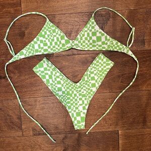 Skatie Green and White Bikini